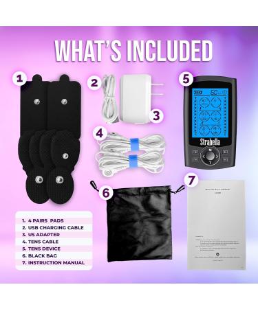 24 Modes TENS Muscle Stimulator - Back Pain Relief & Electronic Pulse Massager with 4 Pairs of Pads - Nerve Pain Therapy - Buy Online on GoSupps.com