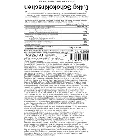 EinsSein 0.4 kg chocolate cherries | Candied sour cherries with dark chocolate | Alternative for freeze-dried sour cherries with tender and mega delicious chocolate | Chocolate cherries - Buy Online on GoSupps.com