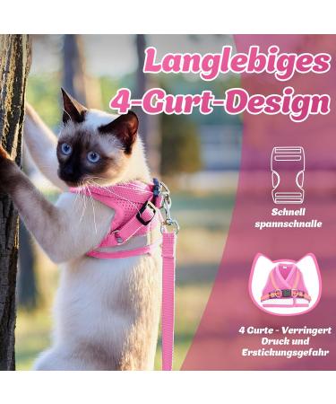 Supet Cat Dishes & Breaking-Safe Leash - Soft Vest for Kittens & Small Dogs (Chihuahua) - Pink Size L (Chest 38-43 cm) - Buy Online on GoSupps.com