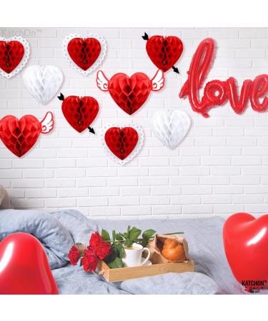 KatchOn Valentines Day Hanging Hearts - Pack of 9 | Valentine Honeycomb Hearts for Valentines Day Decorations | Red Paper Hearts for Valentine Hearts Decorations | Valentines Day Party Decorations - Buy Online on GoSupps.com