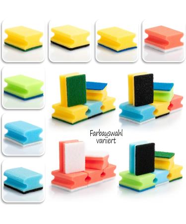 COM-Four 30x Universal Cleaning Sponge with Grip Cowl & Scouring Pad - Versatile Wet Flush Sponge - Color Mix (030 Pieces) | International Shipping Available - Buy Online on GoSupps.com