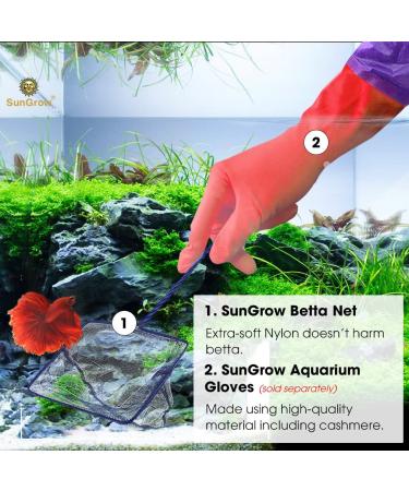 SunGrow Betta Fish Net - 5x4 Inches with 11 Inches Handle - Extra Soft Nylon for Delicate Fin Protection - Ideal for Easy Aquarium Tank Maintenance - Buy Online on GoSupps.com