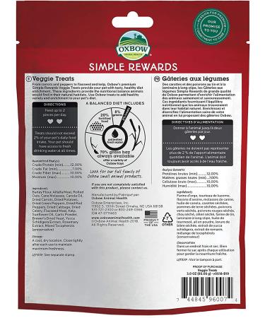 Oxbow Simple Rewards Baked Timothy Veggie Blend Treats - 3 oz Pack - Buy Online on GoSupps.com