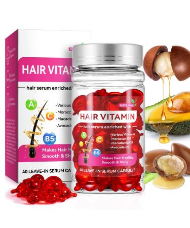 Hair Vitamins Hair Capsule - Hair Growth Conditioning Repair & Moisturizing Hairs Serum Healthier Smooth Silky Thicker for Softness Shine 40 Counts