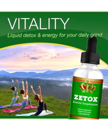 ZETOX Zeolite Detox Drops | Premium Clinoptilolite for Kids & Adults | Enhanced with Methyl B12 & D3 | Daily Detox & Energy Support (60 Servings - Buy Online on GoSupps.com