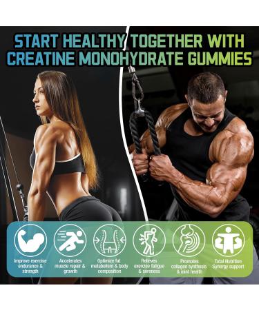 SUOOCH Creatine Gummies for Women & Men Raspberry Flavor Creatine Monohydrate Gummies for Exercise Fitness Training Work & Travel 120 Count Delicious Chewable Gummy Portable - Buy Online on GoSupps.com