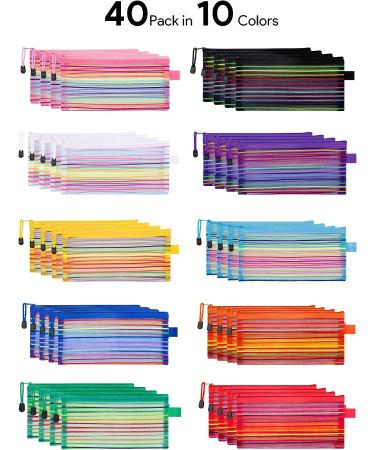 JARLINK 40 Pack 10 Colors Zipper Mesh Pouch  Storage Pouches Multipurpose Travel Bags for Office Supplies Cosmetics Travel Accessories Multicolor multicolored-b - Buy Online on GoSupps.com
