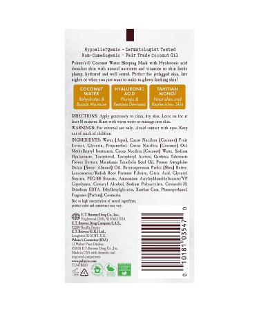 Palmers Coconut Water Sleeping Mask 3.17 oz - Hydrating Overnight Treatment - Buy Online on GoSupps.com