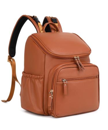 LORADI Large Capacity Diaper Bag Backpack with Storller Clips Water Resistant Travel Backpack with Anti-Theft Pocket Brown