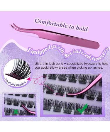 LZM Self Adhesive Eyelashes Pre-glued Eyelashes Cluster Lashes Kit with Lash Tweezers No Glue Needed Natural Self Adhesive Lashes(C9) - Buy Online on GoSupps.com