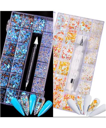 Aqxyedc Mixed AB Glass Crystal Diamond Flat Rhinestone Nail Art Decoration 21 Grid Box Nails Accessories Set With 1 Pick Up Pen wanglan(Color:10) - Buy Online on GoSupps.com