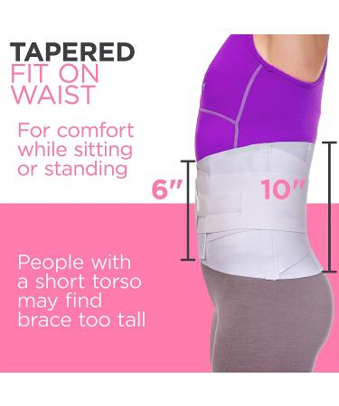 BraceAbility Women's Lower Back Pain Support Belt - Lightweight Lumbar Compression for Nurses, Walking - Soft White Elastic, Discreet Under Clothes - Size Large - Buy Online on GoSupps.com