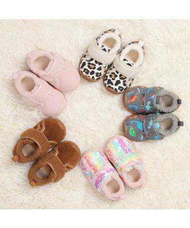 JOINFREE Baby Girl First Walking Shoes - Anti-Slip Plush Boys Slipper Shoes - Cozy Toddlers Shoes - 8.5/9 UK Child - Grey Dinosaur - Buy Online on GoSupps.com