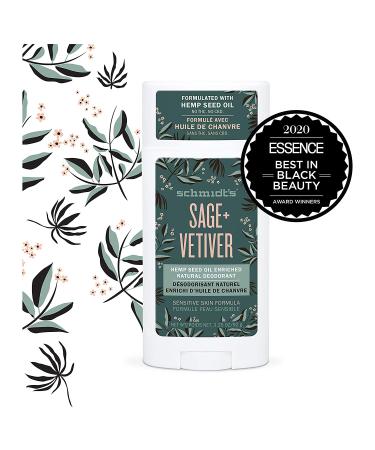 Schmidt's Natural Deodorant 3-Pack - Aluminum-Free, Hemp Seed Oil, Sage + Vetiver - 24 Hour Odor Protection, Vegan & Cruelty-Free - Buy Online on GoSupps.com