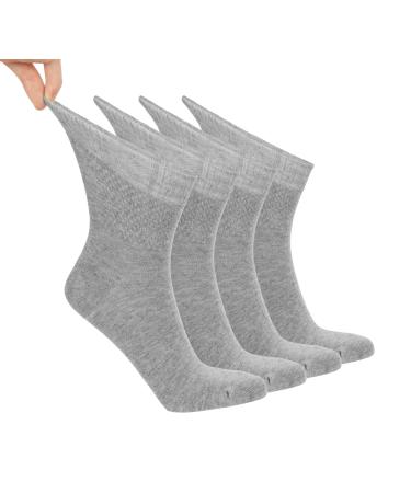Women Diabetic Ankle Socks Super Soft & Thin Bamboo Socks Wide & Loose Non-Binding Top & Neuropathy & Seamless Toe Light Grey