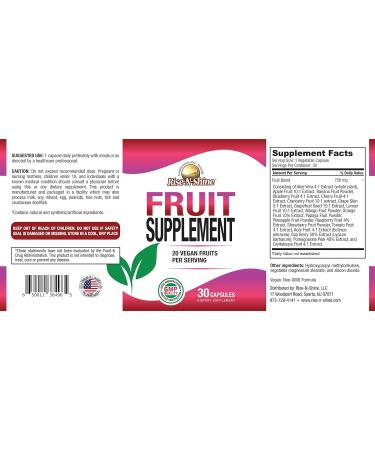 Rise-N-Shine Fruit Supplement with 20 Fruit Blend - Energy Vitamins for Women and Men 30 Day Supply (30 Capsules) - Buy Online on GoSupps.com