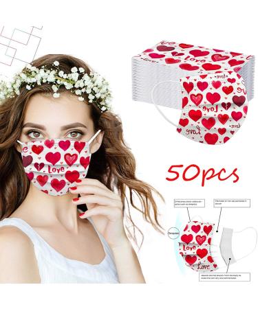 ZQP 50PCS Disposable Face_Mask for Adult Face Bandanas Love Happy Valentine's Day 3Ply Breathable Face Balaclava 50PCS 1117-225 - Buy Online on GoSupps.com