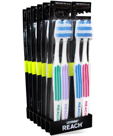 REACH Advanced Design Toothbrush Firm Bristles for Hard to Reach Places Adult Toothbrush 2 Count (Pack of 12) Total 24 Toothbrushes Colors May Vary