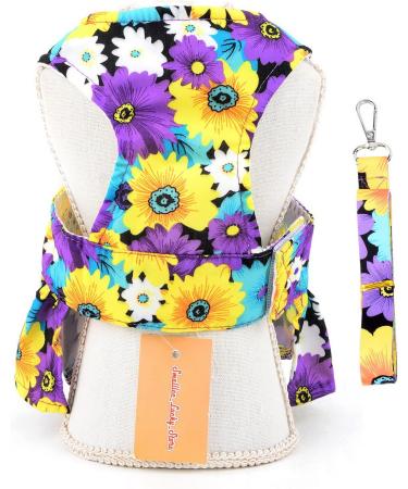 SMALLLEE_LUCKY_STORE Dog Floral Harness Dress with Leash Set Bow Puppy Princess Dress for Small Medium Dog Cat Girls Adjustable Pet Skirt with D-ring Female Dog Clothes Summer Apparel Purple XXL XXL purple - Buy Online on GoSupps.com