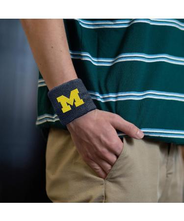 University of Michigan College Athletic Cotton Terry Cloth Wristbands (Pair) | School Basketball, Tennis, Football, Baseball - Buy Online on GoSupps.com
