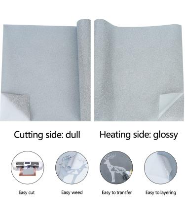 Guangyintong Glitter Silver HTV 12X 8ft Iron-On Transfer Vinyl Roll for T-Shirts - J4 Glitter Silver - Buy Online on GoSupps.com