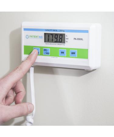 Medical Grade Portable Floor Scale - Easy-to-Read Digital Display - Heavy Duty for Home, Hospital & Physician Use - Pound & Kilogram Settings - 12 x 12.5 Platform - 550 lb Limit by Patient Aid - Buy Online on GoSupps.com