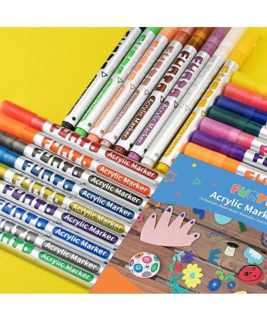 Funto Acrylic Paint Pens 24 Colors Set Medium Tip Non-Toxic - Quick Drying for Rock, Fabric, Wood, Canvas, Metal, Ceramic, Glass - Ideal for Scrapbooking & DIY Crafts - Buy Online on GoSupps.com