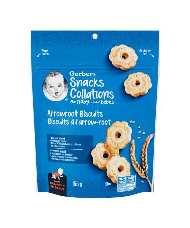 GERBER Biscuits Arrowroot Baby Snacks Biscuits 10+ Months 155 g 4 Pack Arrowroot 155 g (Pack of 4)