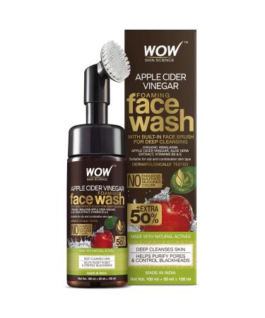WOW Apple Cider Vinegar Exfoliating Face Wash, Soft, Foaming Cleanser, Hydrate, 100 ml