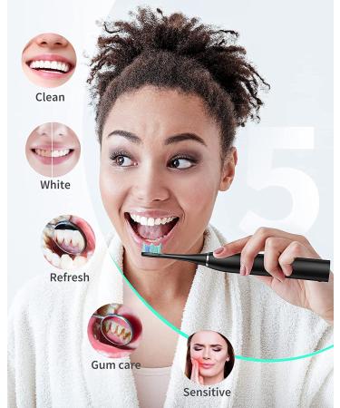 AUFIIT Electric Toothbrush for Adults - Sonic, Rechargeable, 5 Modes, Smart Timer, 8 Brush Heads - Black - Buy Online on GoSupps.com