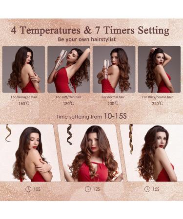 Automatic Hair Curler - 1" Rotating Barrel 4 Temp Settings Fast Heating for 6-25" Hair - Rose Gold - Buy Online on GoSupps.com