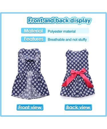 Petcute Elegant Dog Dress - Summer Tutu & Lace Skirt for Small Dogs - Cute Bowknot & Flower Design | XS Dark Blue & White - Buy Online on GoSupps.com