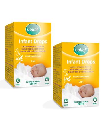 Colief Infant Drops | Lactase Enzyme Drops | Natural Colic Relief for Babies | Reduces Bloating Wind and Crying | 7ml X 2 Pack