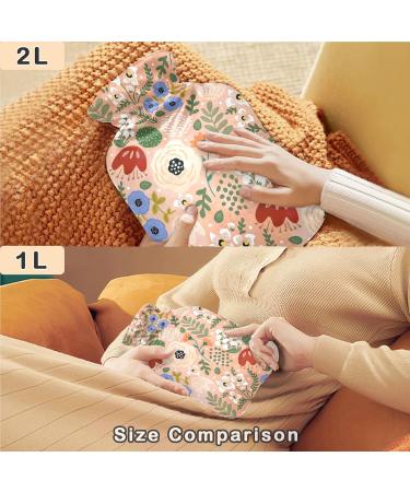 NAANLE 2L Hot Water Bottle with Cover - Spring Flower Poppy Design for Back Pain Relief Hand/Foot Warmer and Cold Therapy - Buy Online on GoSupps.com