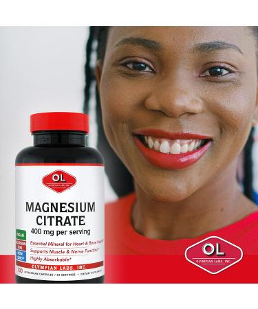 Buy Olympian Labs Magnesium Citrate 400mg - Vegan, Allergen-Free, Non-GMO Supplement for Nervous System, Muscle & Bone Health - 100 Count - Buy Online on GoSupps.com