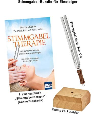 Sonic Energy Beginet Set 'Earth' - 136.10 Hz Tuning Fork with Wooden Stand & Therapy Guide | Boost Wellness - Buy Online on GoSupps.com