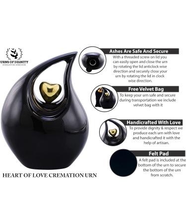 Urns for Ashes Heart of Love Cremation URN for Ashes Adult Urn for Funeral Burial Columbarium or Home Cremation Urns for Human Ashes Adult 220 Cubic Inches: with Velvet Bag (Black) - Buy Online on GoSupps.com