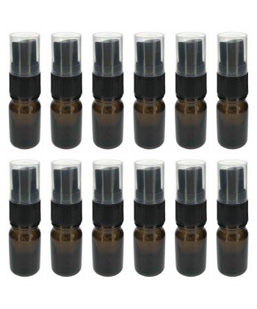 12 5 ML Amber Essential Oil Bottles with Black Fine Mist Spray Cap