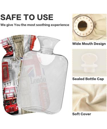 NAANLE Retro London Big Ben Heat Bottle - 1L Transparent Hot Water Bottle for Bed & Pain Relief - Hand & Feet Warmer - Heat & Cold Therapy - Buy Online on GoSupps.com