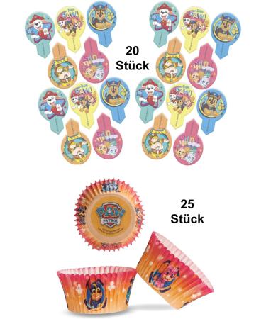 Buy Paw Patrol Set: 20 Edible Pins + 25 Muffin Cups - Perfect Cake Decoration for Children's Birthday Parties - Buy Online on GoSupps.com