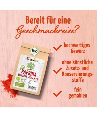 Organic Paprika Powder 500g | Noble-Sweet & Mild Picante Spice for Hearty Dishes | Premium Quality from Achterhof - Buy Online on GoSupps.com