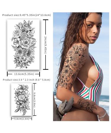 Yazhiji Waterproof Temporary Tattoos - Large Flowers Butterfly Collection for Women and Girls - Buy Online on GoSupps.com