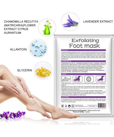 Foot Mask 2-Pack - Lavender Peeling Foot Mask for Men & Women - Effective Callus Remover & Dead Skin Peel for Baby Soft Feet - Buy Online on GoSupps.com
