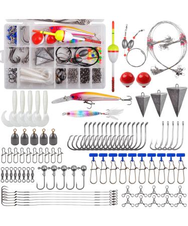 Saltwater Fishing Surf Fishing Rigs Tackle Kit - 138pcs Include Pyramid Sinkers Saltwater Fishing Lures Hooks Leaders Swivels Snaps Beads Floats Beach Fishing Gear