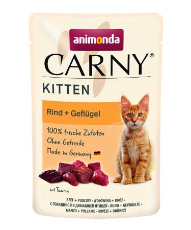 animonda Carny Kitten cat food wet food for cats up to 1 year beef + poultry 12 x 85 g Beef + Poultry 85 g (pack of 12)