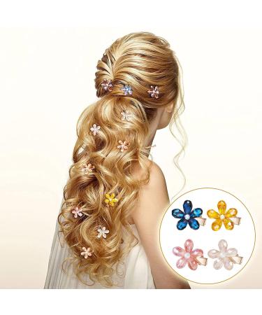 Small Pearl Hair Clips & Mini Crystal Alligator Hairpins - 12 Exquisite Flower Crystal Hair Accessories for All Hairstyles - Buy Online on GoSupps.com