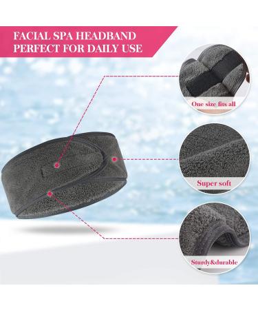 Kinhwa Cosmetics Terry Headband & SPA Bracelets Set - Hair Protection Tape with Velcro Fastener for Makeup - Washable Dark Gray (3 Pack) - Buy Online on GoSupps.com
