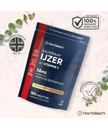 Horbaach Iron and Vitamin C 180 Chewable Tablets Iron 14mg and Vitamin C 80mg Supplement 2 Months Delivery Horbach - Buy Online on GoSupps.com