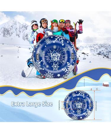 47-Inch CAMULAND Snow Tube for Sledding | Heavy Duty Inflatable Sled for Kids & Adults | Towable Toboggan with Sledge Rope | Winter Outdoor Sports - Dark Blue - Buy Online on GoSupps.com