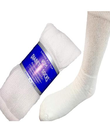 Creswell Diabetic Crew Socks 6 Pack - Made in USA (Size 10-13, White) - Buy Online on GoSupps.com